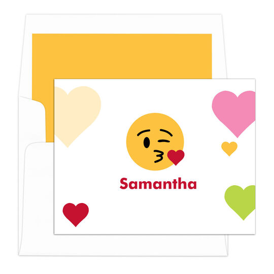 Girl Kisses Emoji Dots Folded Note Cards